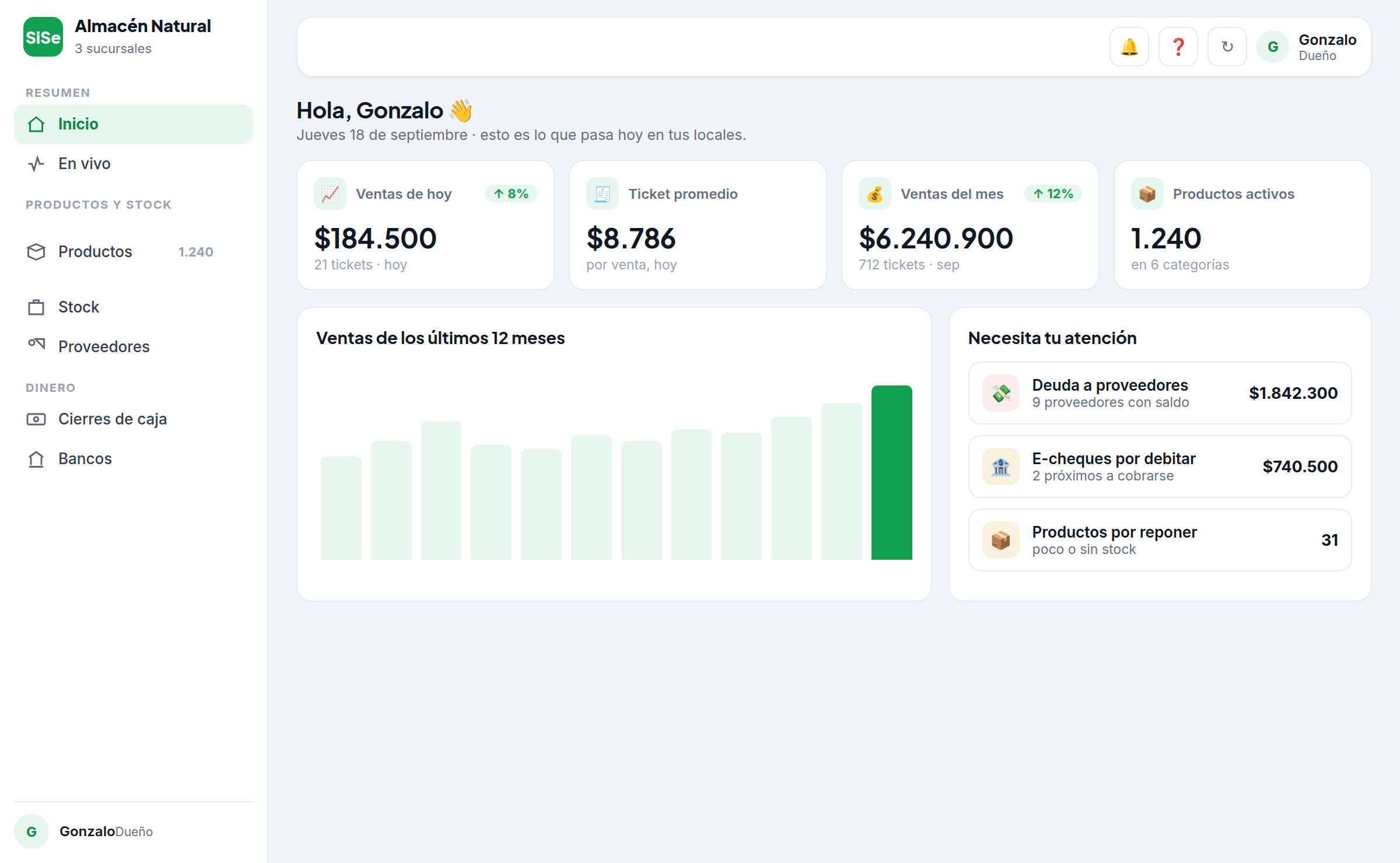 Comercio — el sistema: caja, stock y reportes