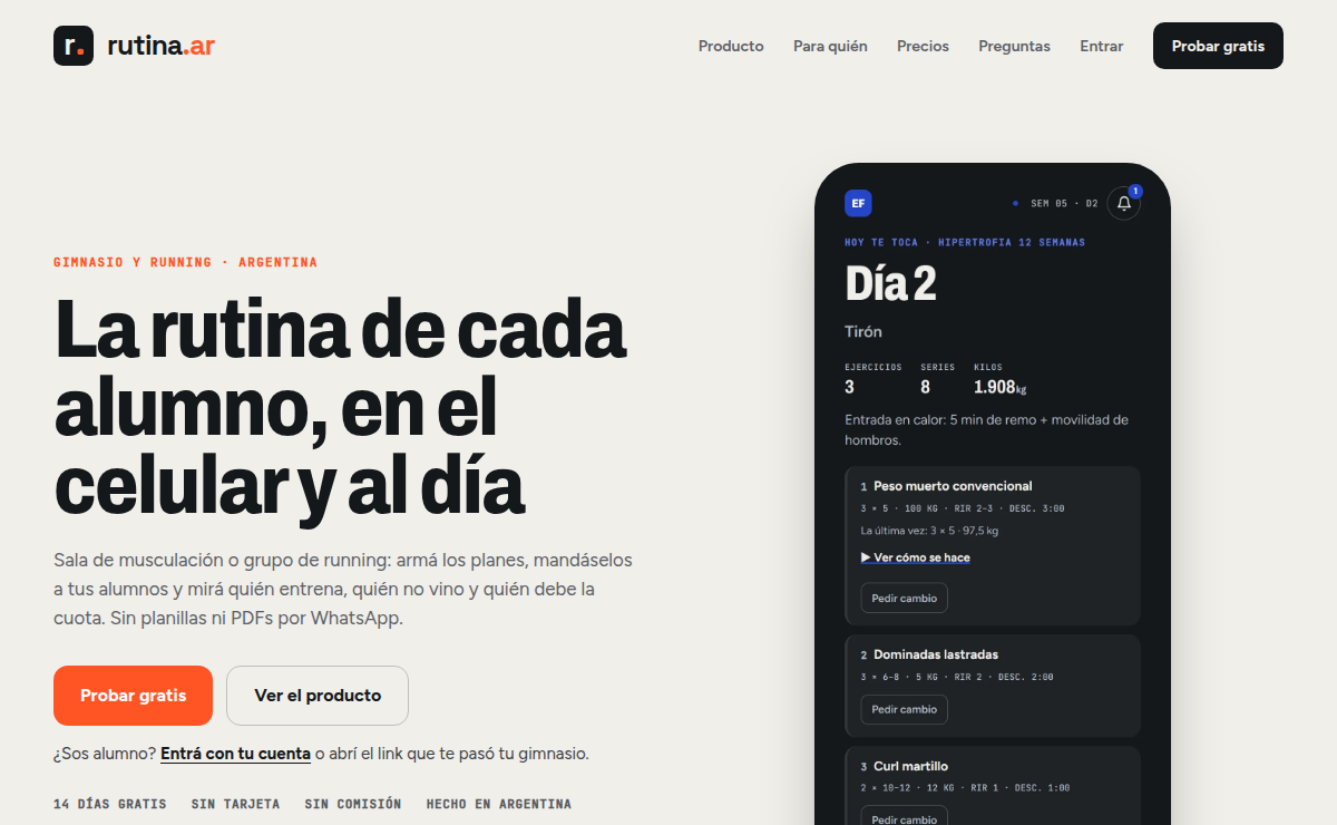 Rutina — app para gimnasios y entrenadores