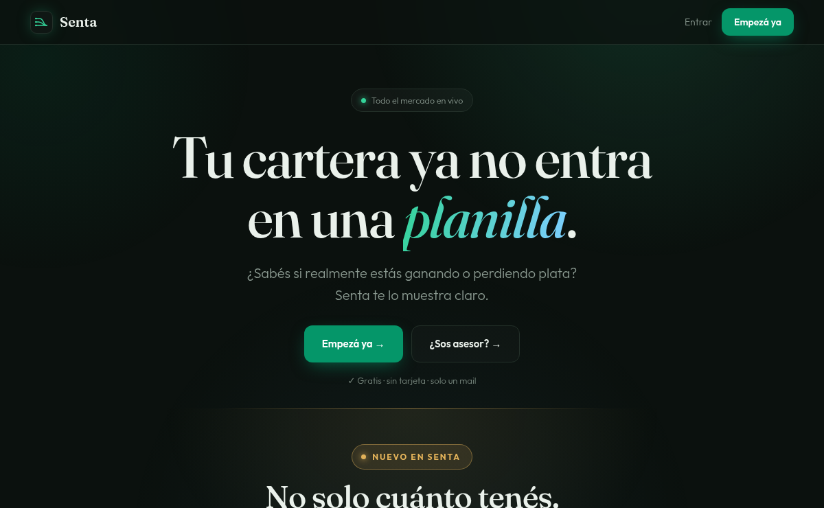 Sentadata — registro de inversiones